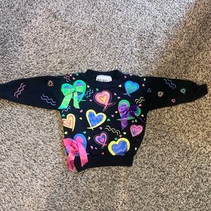 Vintage 90s Colorful Heart Patterned Sweater